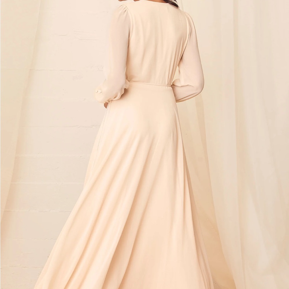 Lulus My Whole Heart Cream Long Sleeve Wrap Maxi Dress - Picture 6 of 6